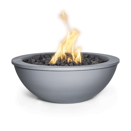 The Outdoor Plus 36 Round Sedona Fire Bowl, Powder Coated Metal, Gray, Match Lit with Flame Sense, Liquid Propane OPT-36RPCFOFSML-GRY-LP
